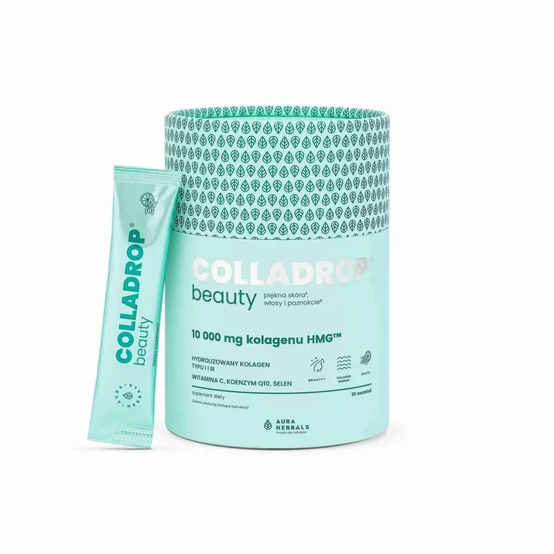 Aura Herbals – Colladrop Beauty, HMG™ kollagen 10000 mg, mojito, portionspåsar (30 st)