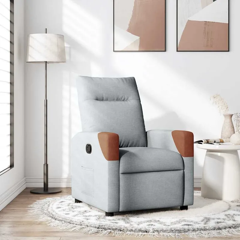 vidaXL Reclinerfåtölj ljusgrå tyg (#7534)