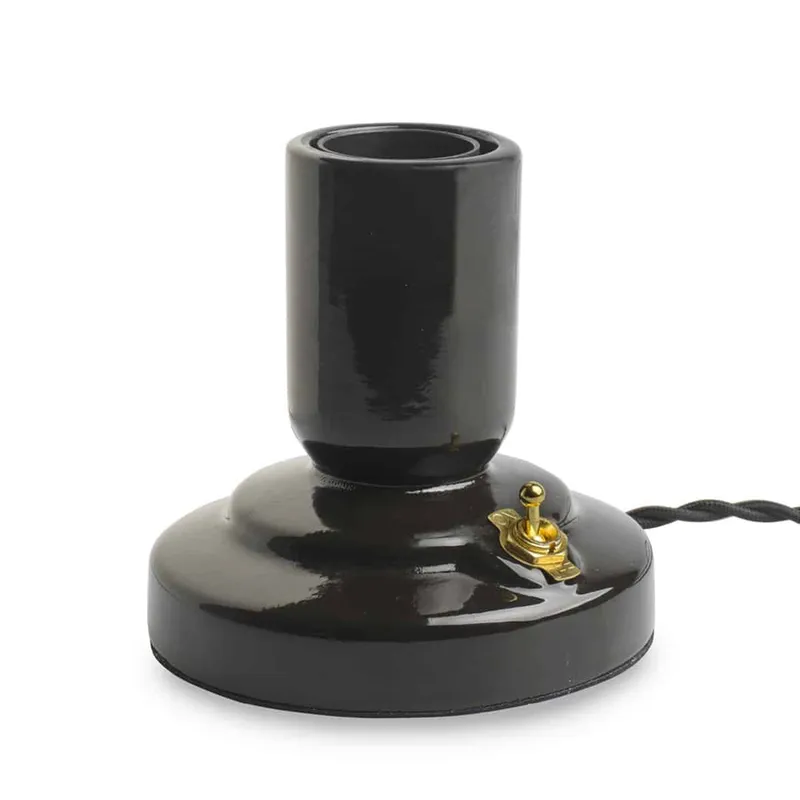 Unison RETRO bordslampa porslin black 1,8m tvinnad textilkabel