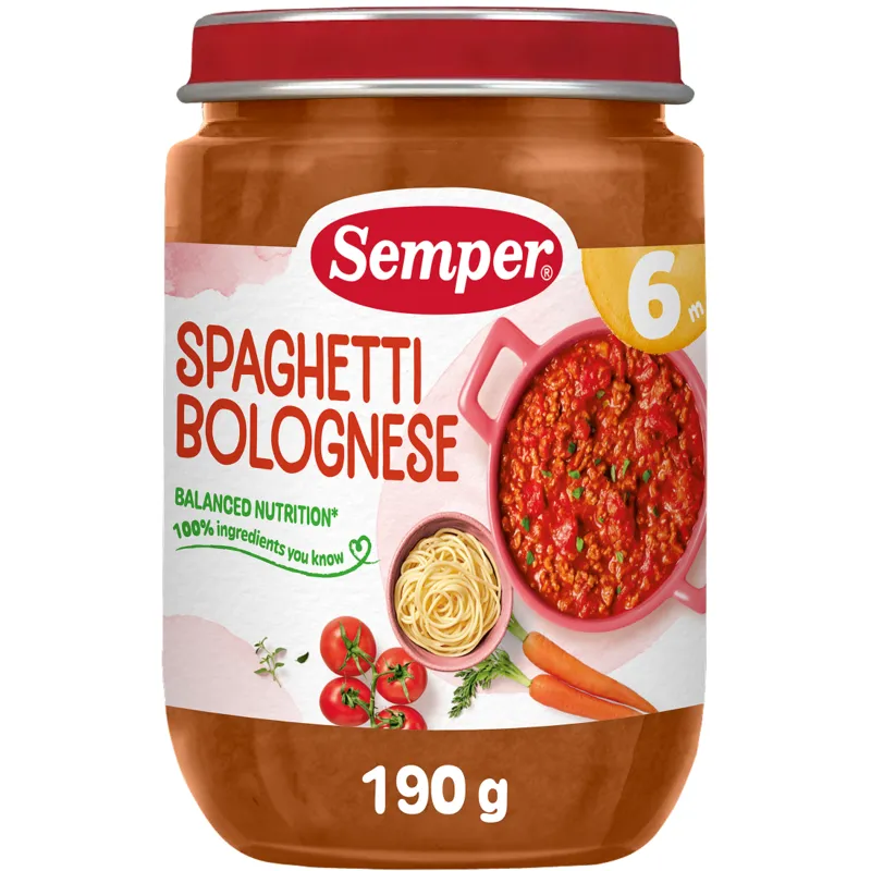 Semper Spaghetti Bolognese 6 månader 190 g