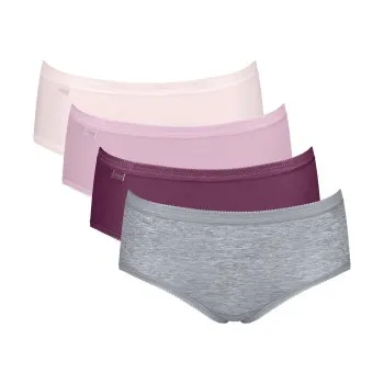 Sloggi Trosor 4P Basic Plus Midi Color Rosa/Grå bomull 42 Dam