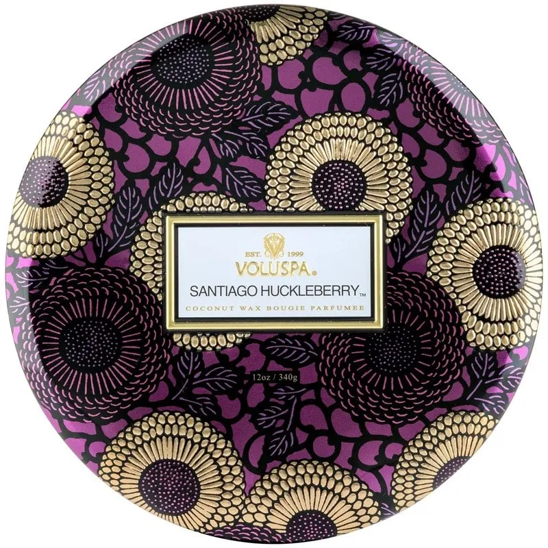 Voluspa 3-Wick Candle Decorative Tin Santiago Huckleberry 340g