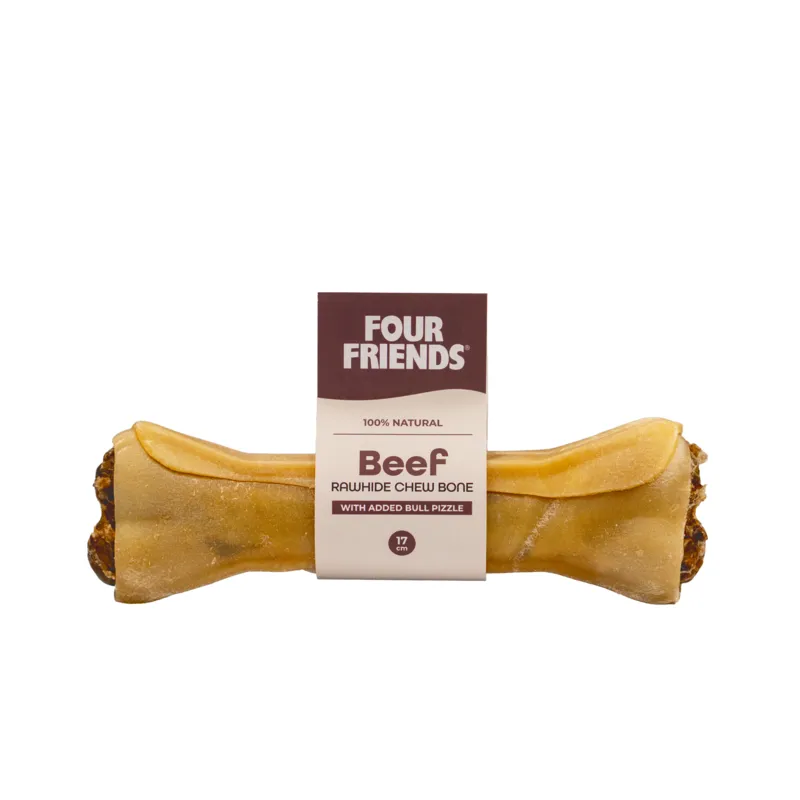 Natural Chews Beef Rawhide Chew Bone with Bull Pizzle till Hund - 17 cm