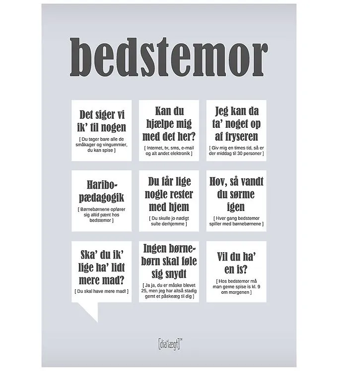 Dialægt Poster - 30×42 - Bedstemor