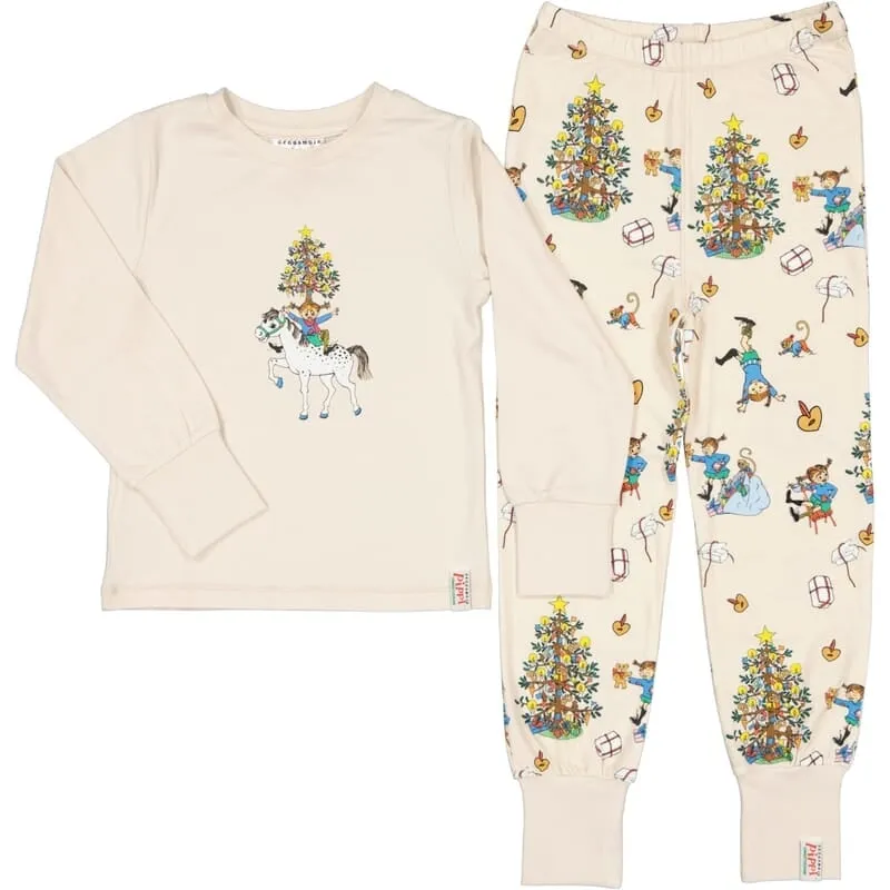 Geggamoja Pippi Långstrump Tvådelad Pyjamas Beige 98/104
