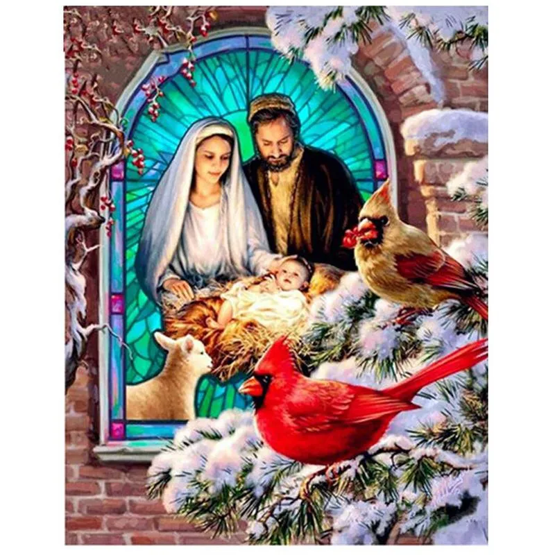 Hel rund diamantbroderi Religiös Jesus Baby, DIY Diamantmålning Korsstygn 20X30CM