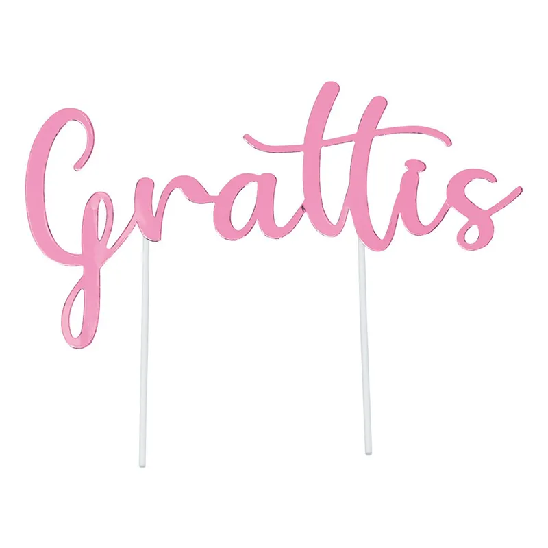 Cake topper ”Grattis” - Rosa
