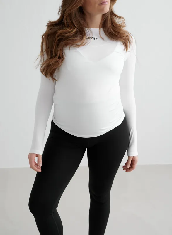 aim’n Soft Basic Maternity Långärmad Gravidtröja, Vit, XS