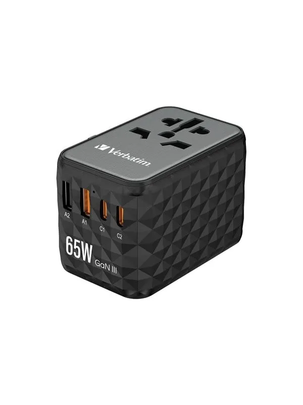 Verbatim UTA-05 Gan III Universal Travel Adapter 65W - 2x USB-C 2x USB-A