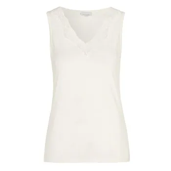 Damella Bamboo Lace Tank Top Vit Bambu Medium Dam