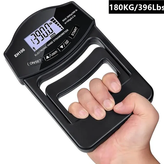 396Lbs/180Kg Digital handdynamometer Grip Styrketestare med LCD-skärm för underarmsträning Finger Power Tyngdlyftning (#4749)