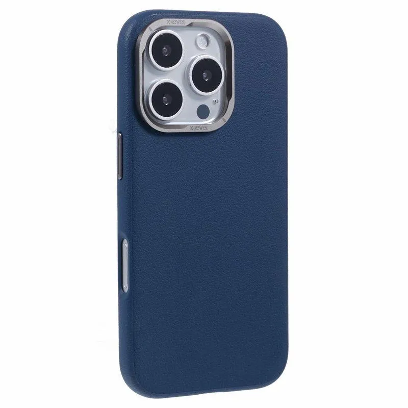 X-LEVEL Mobilskal till iPhone 16 Pro Max MagSafe PU Läder Blå