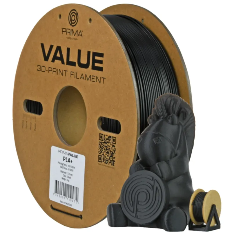 PrimaValue PLA+ – 1,75mm – 1kg – Mattsvart