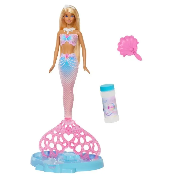 Barbie Bubble Sparkle Mermaid-docka med bubbelfunktion, inkluderar bubbellösning och hårborste