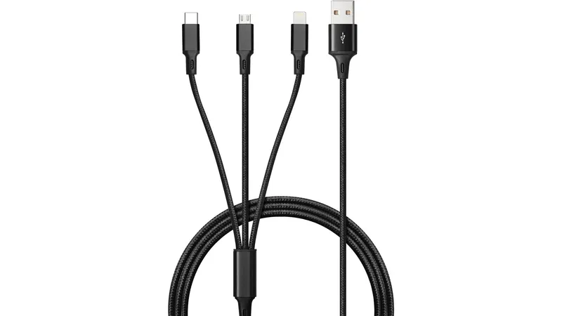 Andersson Micro-USB/USB-C/Lightning till USB-A kabel 1m (svart)