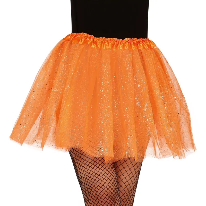 Orange Tyllkjol med Glitter – One size