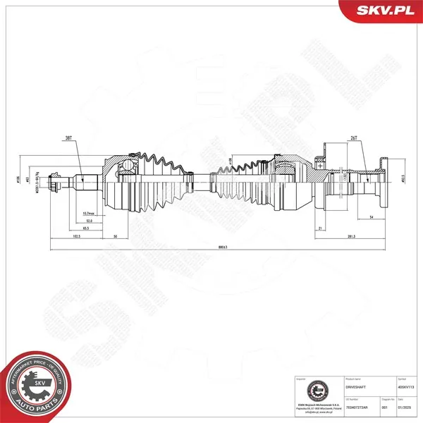 Drivaxel ESEN SKV 40SKV113
