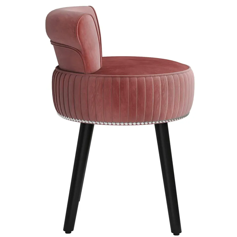 Sammetsfåtölj - Rosa, tuftad rygg, ergonomisk design