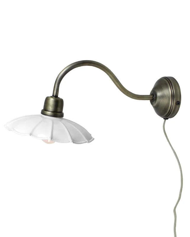 Strömshaga – Gustav Ø20 – Vägglampa – Vit/Antik Mässing