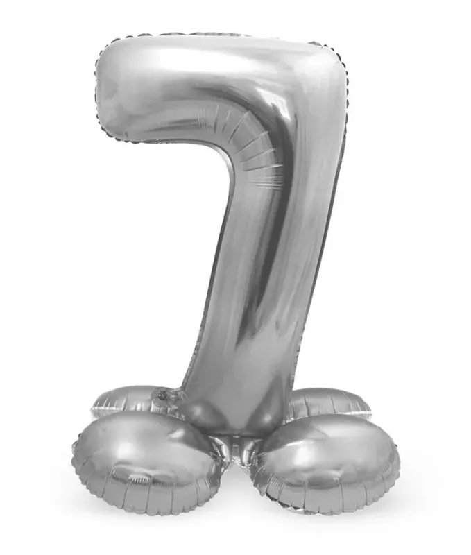 Sifferballong Stående Silver 72 cm ”0-9” Siffra 7
