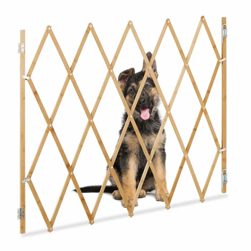Förlängbar hundbarriär, naturlig bambu (#7783)