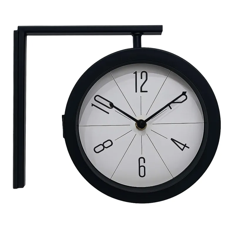 Dubbelsidig väggklocka - Minimalistisk design, tyst rörelse
