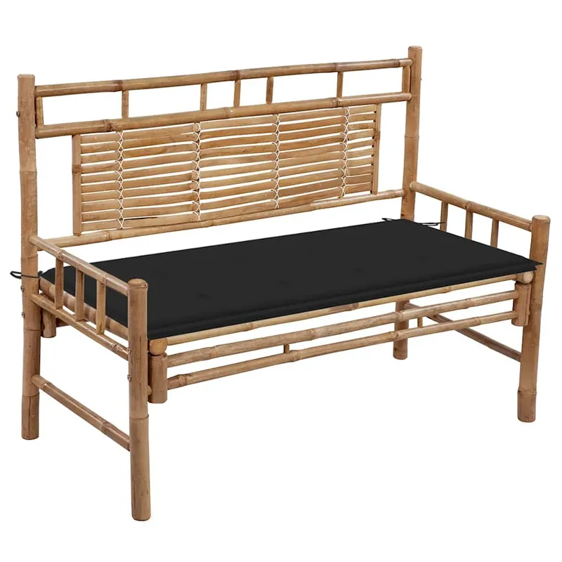 vidaXL Trädgårdsbänk med dyna 120 cm bambu (#8079)