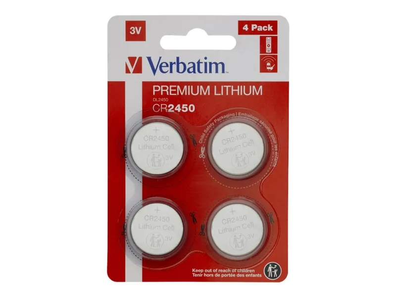 Verbatim Lithium Battery CR2450 3V (4-Pack)