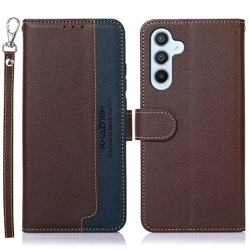 KHAZNEH Plånboksfodral för Samsung Galaxy S26 Plus RFID Konstläder – Brun
