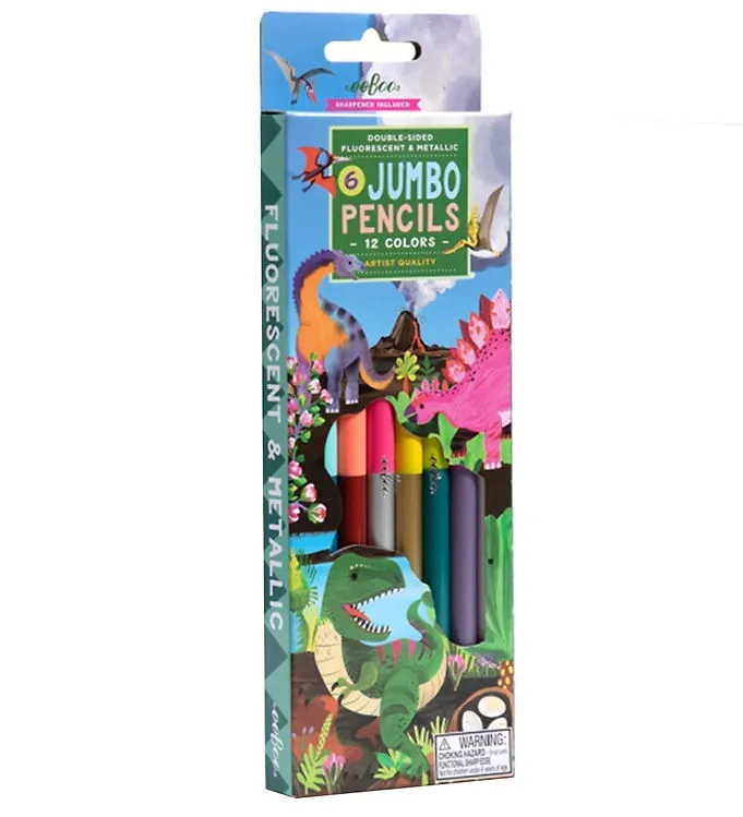 Eeboo Färgpennor - 6 st. - Jumbo - Dinosaur