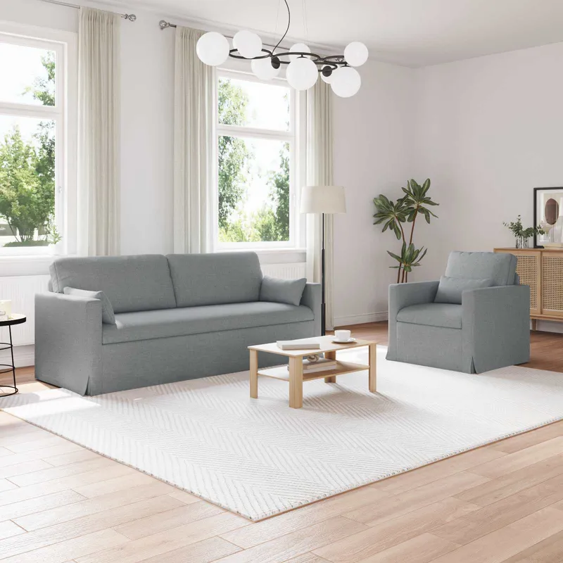 vidaXL Soffset 2 st Ljusgrå tyg (#4683)