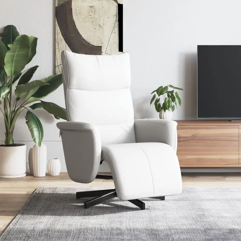 vidaXL Reclinerfåtölj med fotstöd vit konstläder (#3725)