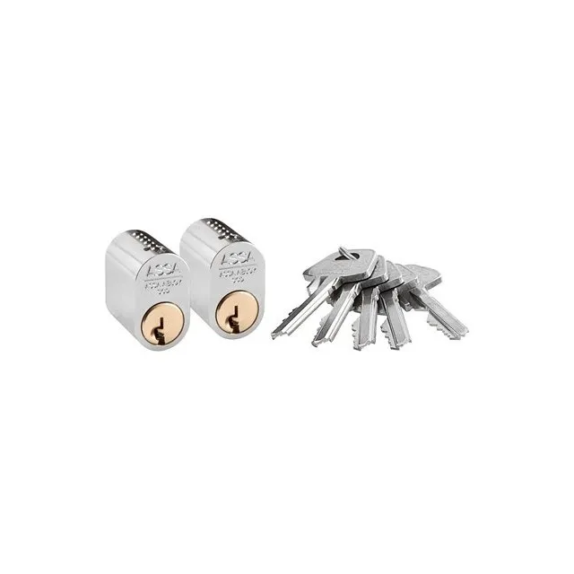 ASSA 1301 Låscylinder lika låsning, GDS, 2-pack Förnicklad