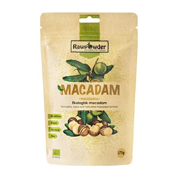 RawPowder Macadam Nötter Saltade/Rostade, 175 g