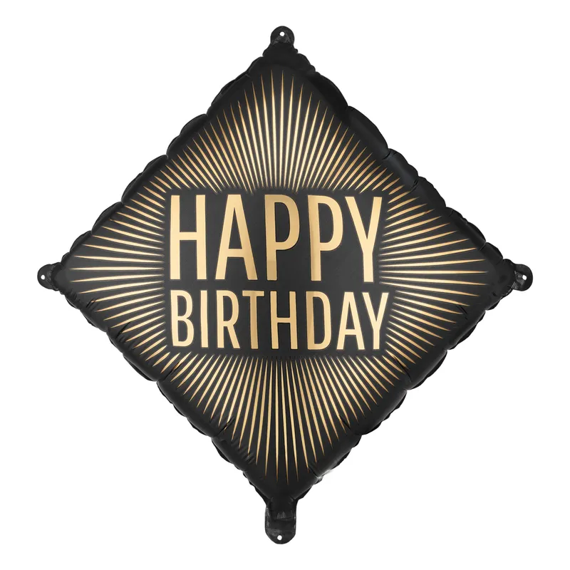 Folieballong Happy Birthday Svart/Guld