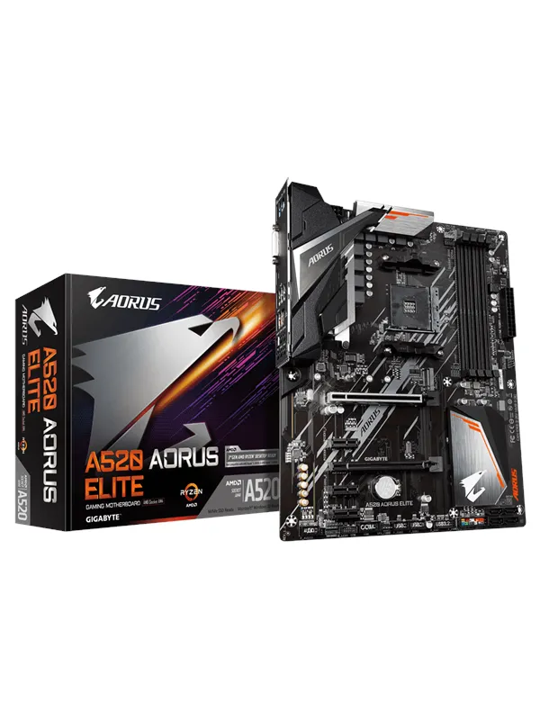 Gigabyte A520 Aorus Elite Moderkort - AMD A520 - AMD AM4 - DDR4 RAM - Atx