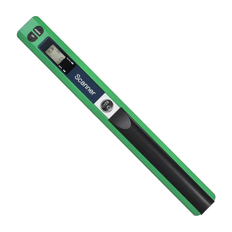 Bärbar handhållen stav trådlös skanner A4-storlek 900DPI JPGPDF-format LCD-skärm med skydd grön