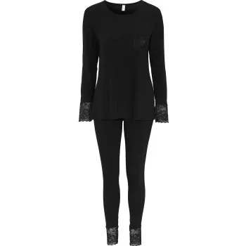 Damella Viscose Plain Pyjamas Set Vinröd viskos XX-Large Dam