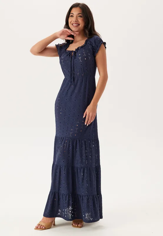 Jersey Broderie Anglaise Maxi Dress (#9243)