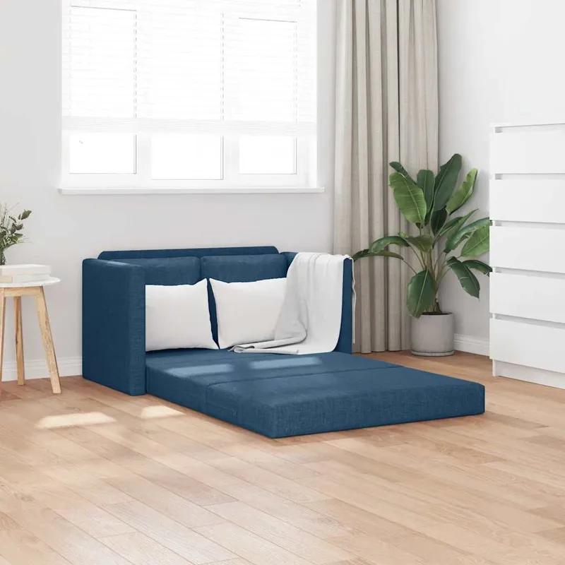 vidaXL Golvbäddsoffa 2-i-1 blå 112x174x55 cm tyg