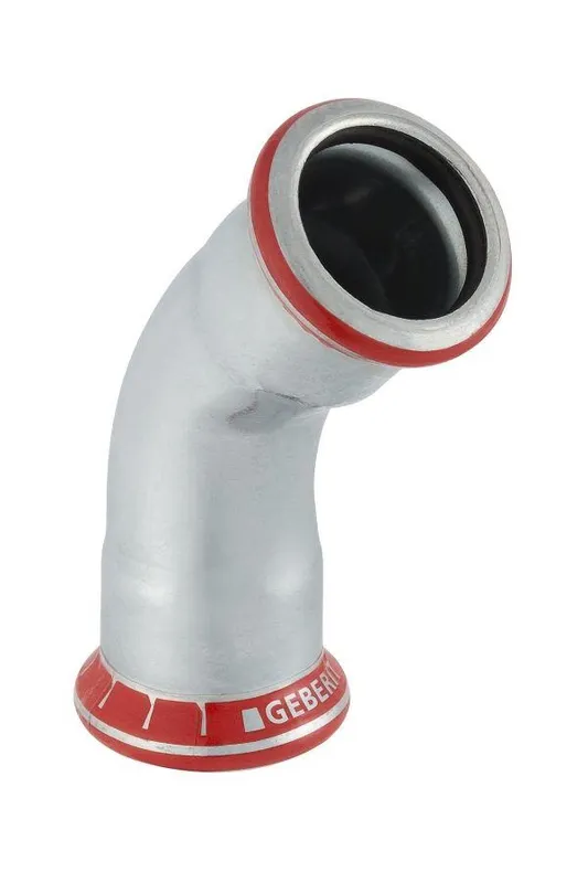 Geberit 1551095 Böj 45°, 2 muff, pressmuff x spetsände 15 x 15 mm