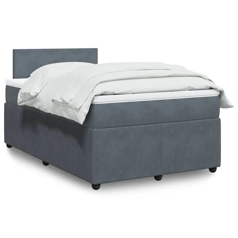 vidaXL Ramsäng med madrass mörkgrå 120×200 cm sammet (#8875)