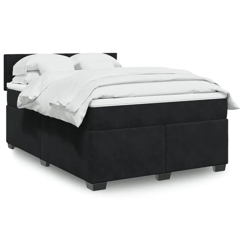 vidaXL Ramsäng med madrass svart 140×190 cm sammet (#4908)