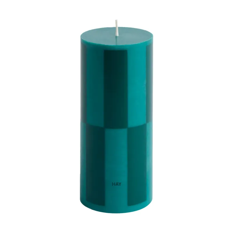 HAY Column Candle blockljus small 15 cm Green-dark green large check