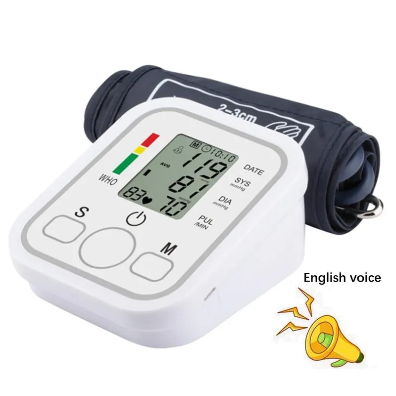Digital blodtrycksmätare Hemma blodtrycksmätare Automatisk pulsmätare With English Voice