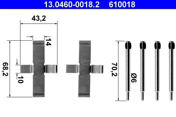 Monteringssats, bromsbelägg ATE 13.0460-0018.2