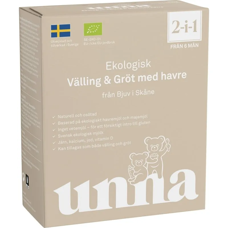 Unna Välling-gröt med havre från 6 månader naturell och osötad 300 g