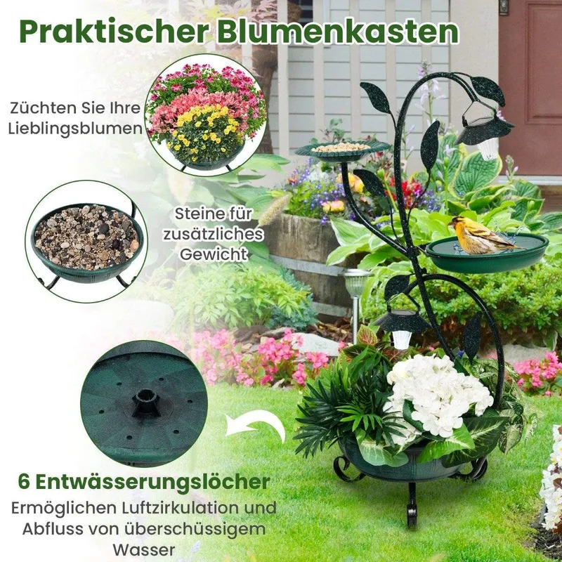 Solfågelbad med ljus - kombinerad matare och plantering