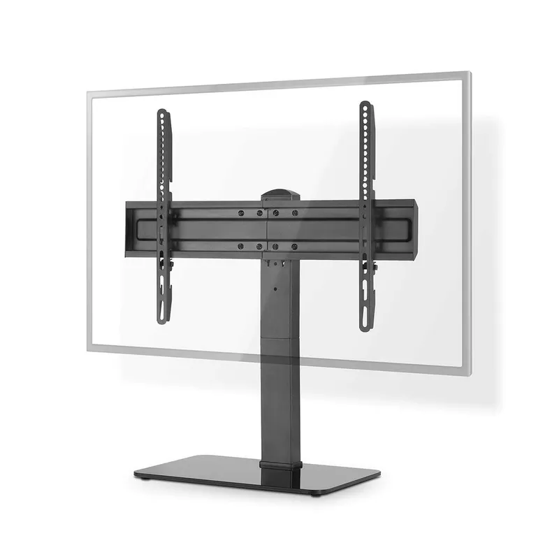 Fast TV Stand | 37 - 70 ” | Maximal skärmvikt som stöds: 40 kg | Justerbar förinställda höjder | Härdat glas / Stål | Svart