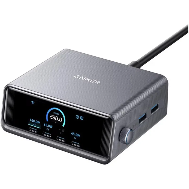 Anker Prime A2345341 laddare 250 W, 6 portar, 4 USB-C + 2 USB-A